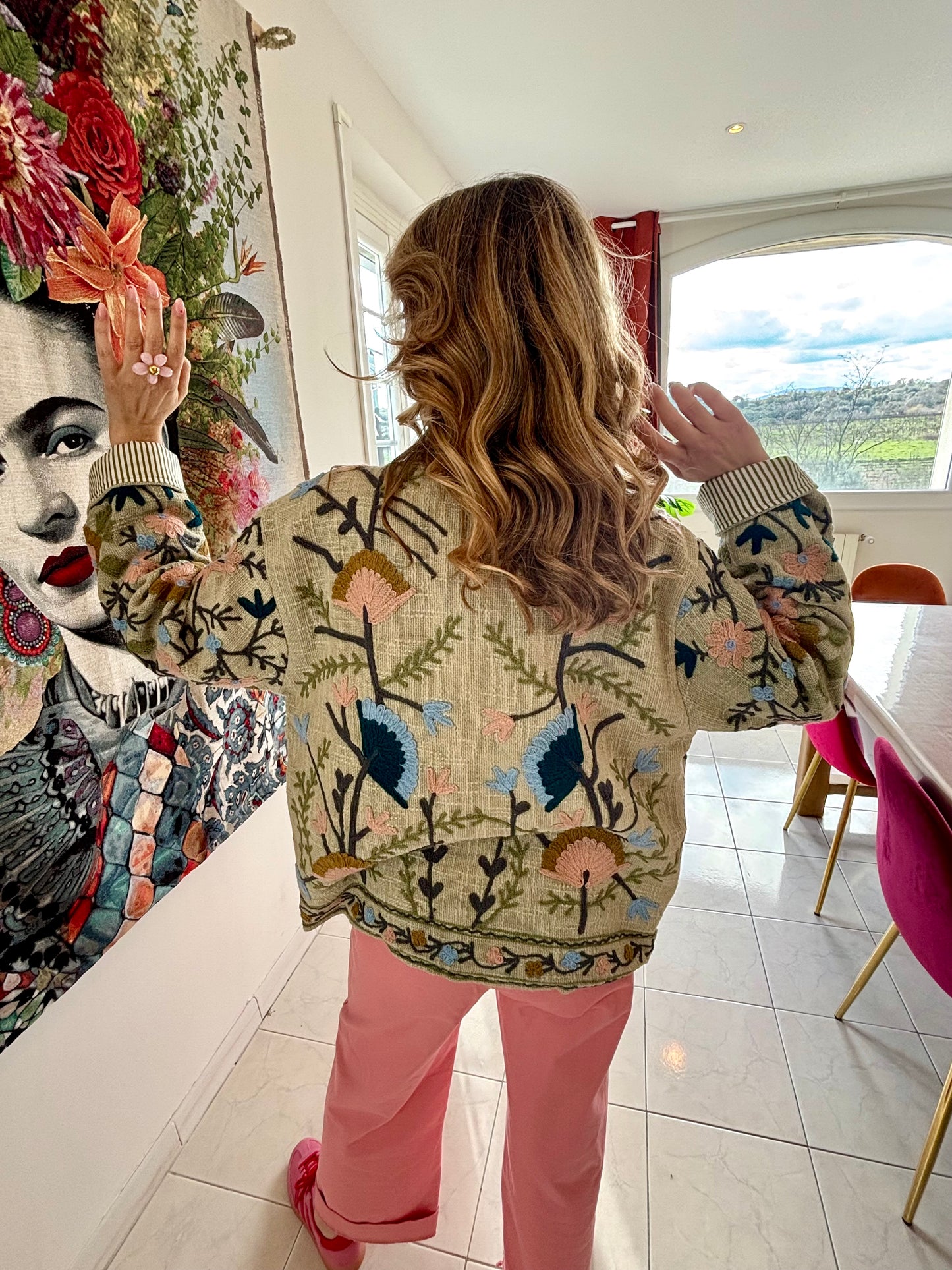 Veste brodée INDIE Céladon