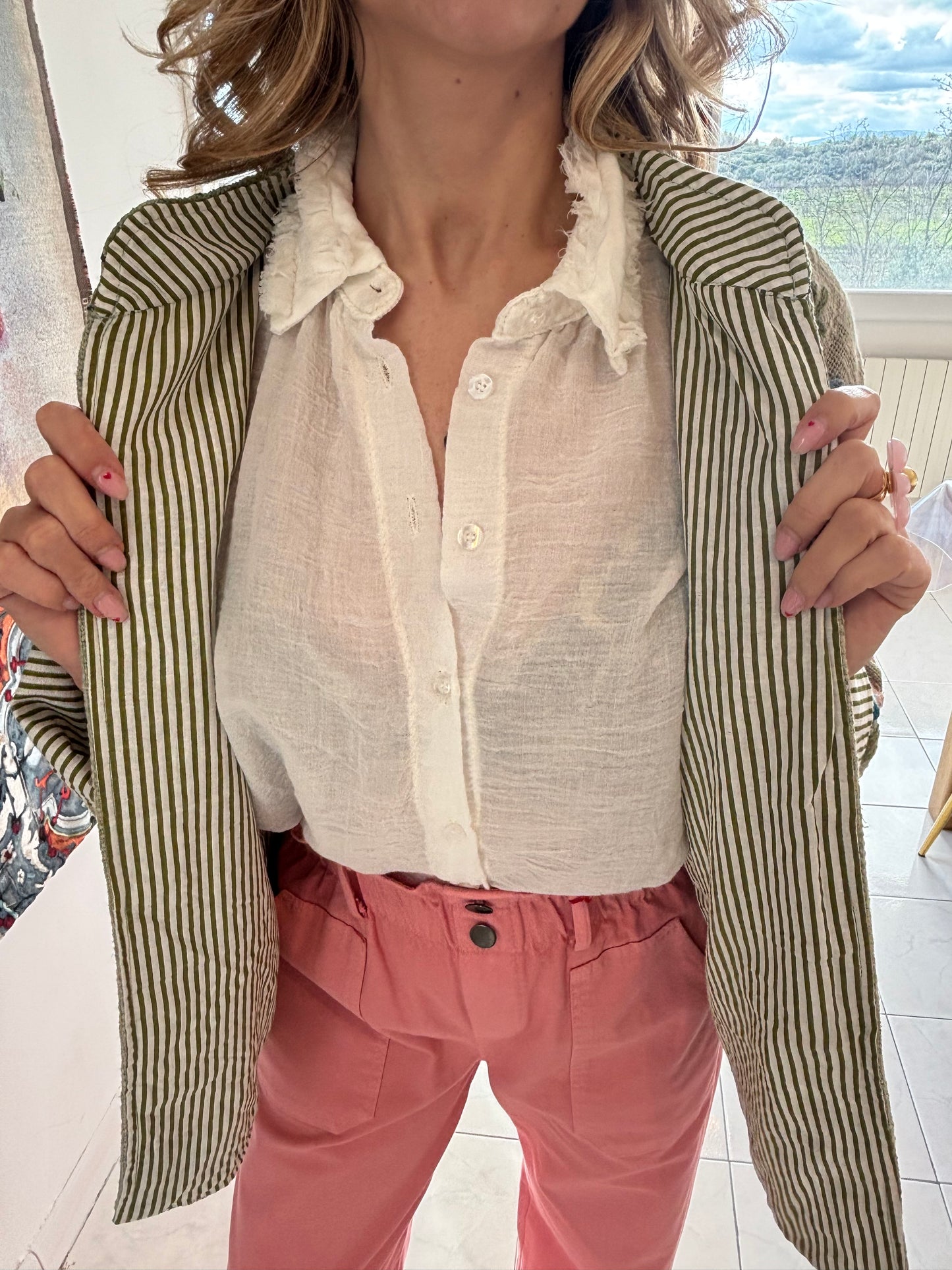 Veste brodée INDIE Céladon